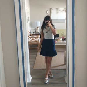 J.CREW MERCANTILE MINI RUFFLE HEM NAVY BLUE MINI SKIRT